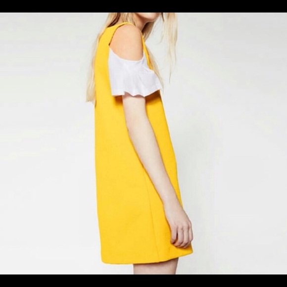 cold shoulder yellow dress